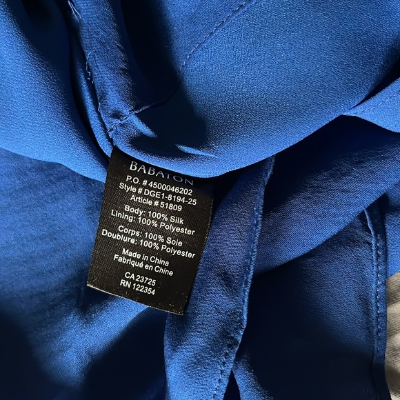 Babaton Aritzia Dress Benedict Silk Sleeveless Drawstring Waist Blue Sz. L - Picture 9 of 10